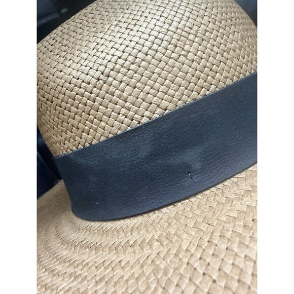 Janessa Leone Corbin Brown Straw Fedora Hat Medium 57cm Wide Brim USA Packable main image 6